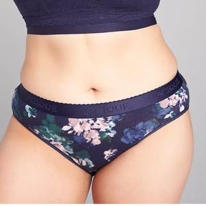 Lane Bryant/ Cacique Cotton Thong w/ Wide Waistband - Cool Floral Opulence